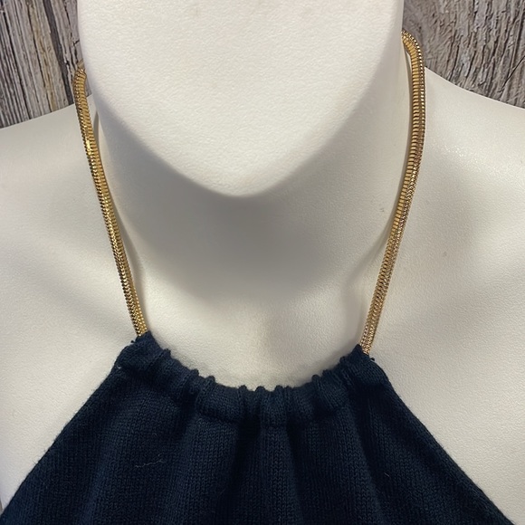 Blue Halter top attached with gold necklace. BRAND: Chaps. SIZE: XL - Picture 2 of 6